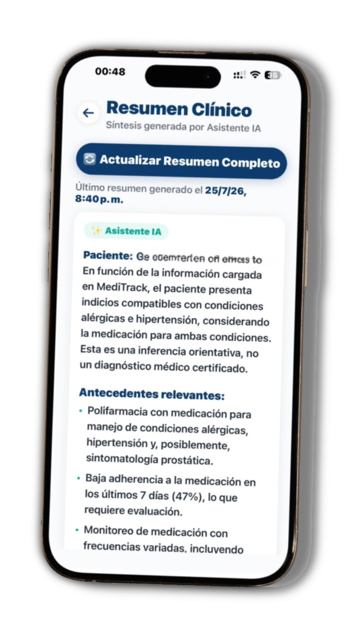 Pantalla de Resumen Clínico por IA en Égida Salud