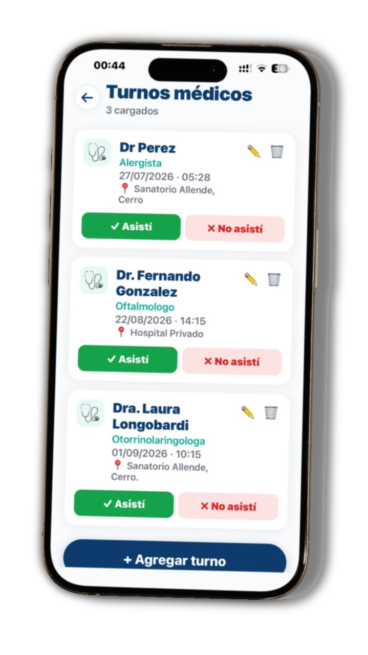 Pantalla de Turnos médicos en Égida Salud
